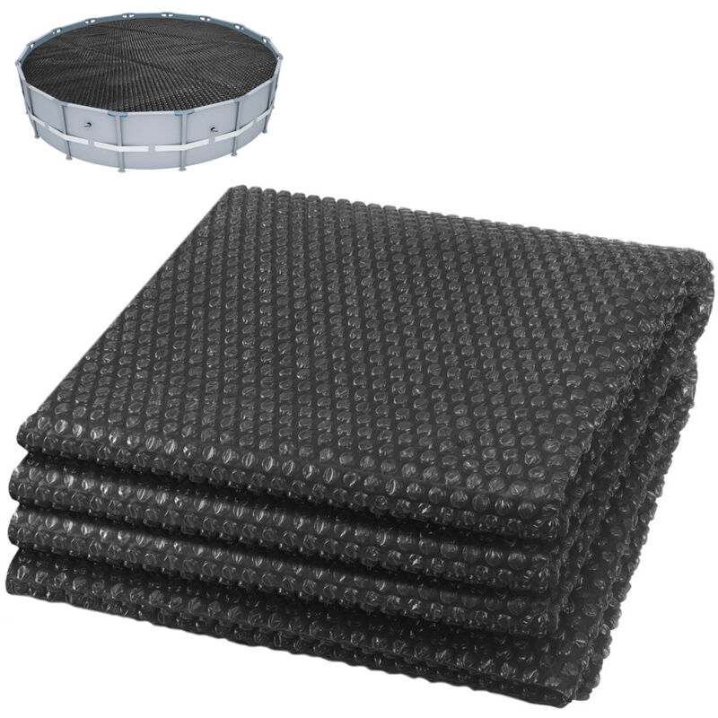 VOUNOT® Pool Solarabdeckplane Rund Ø 457 cm, Pool Solarplane Stärke 120 µm, Solarfolie Pool Zuschneidbar Schwarz