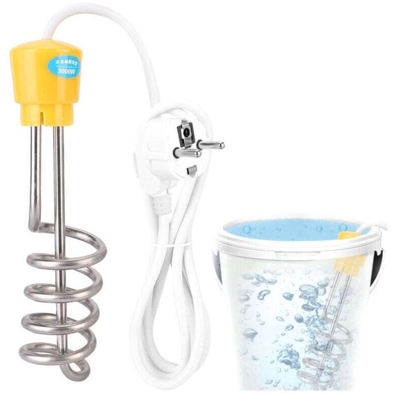 Vtizikl 2000W Thermoplongeur , 220V Immersion Chauffe-Eau, Immersion Chauffe-Eau Voyager Pour Camping Eau Chaude, Café ou Thé