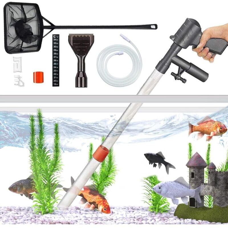 Vtizikl Aspirateur Aquarium, Nettoyeur Aquarium, Accessoires Aquarium, Echangeur deau pour Aquarium, Tuyau déchange deau Semi-Automatique, Commande