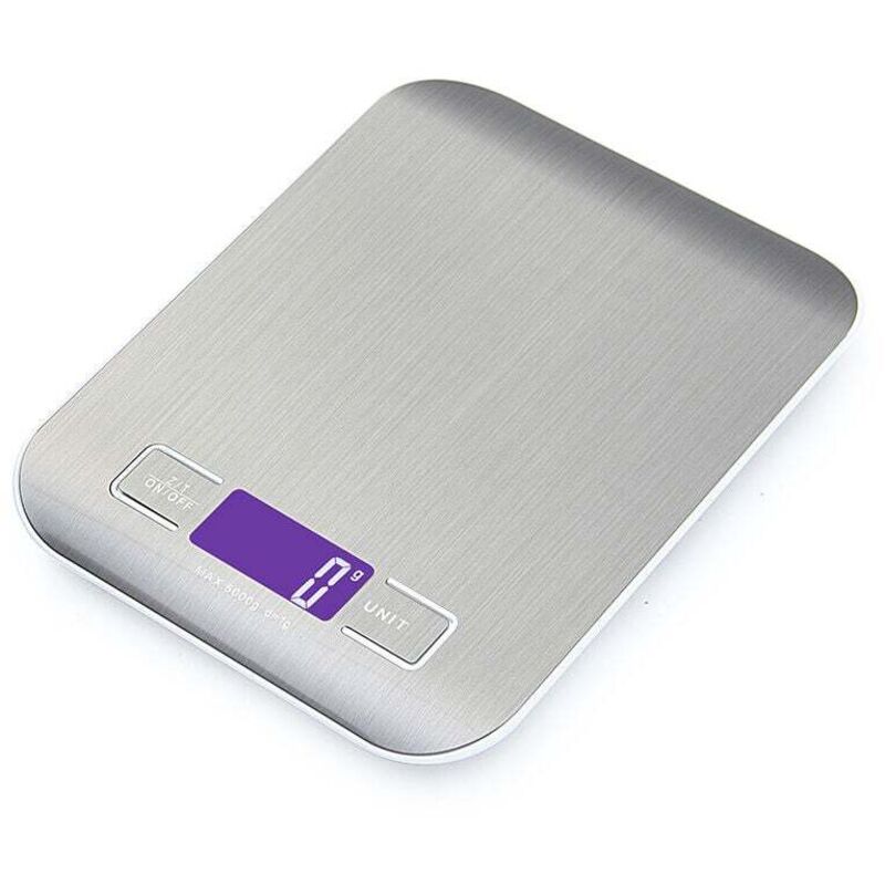 Vtizikl Balance de cuisine électronique 5 kg/1 g Balance numérique en acier inoxydable avec écran LCD et fonction tare, balance avec 4 unités de