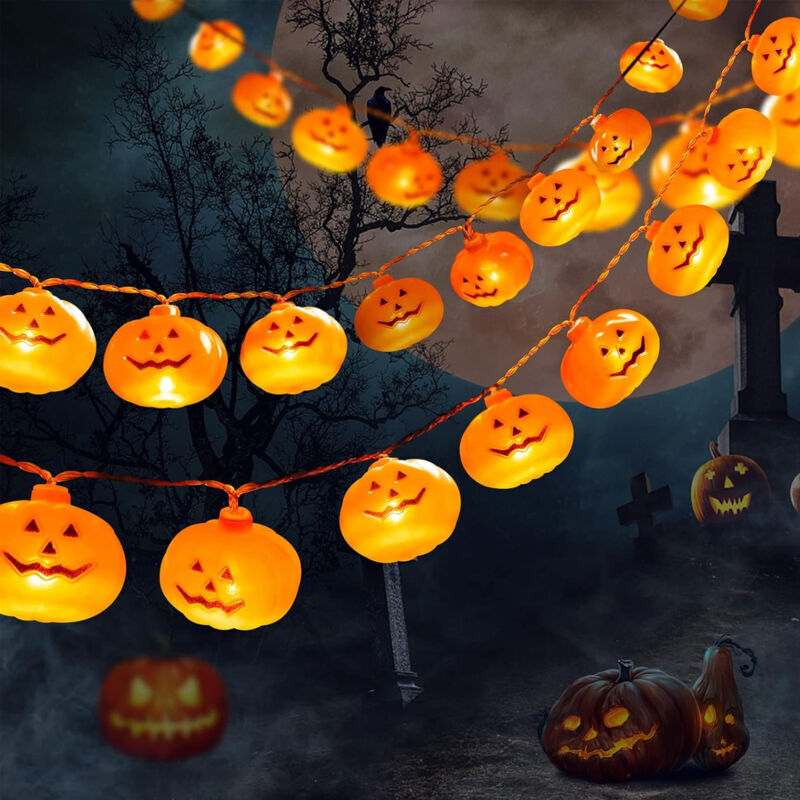 Vtizikl Guirlande Citrouille Halloween 3m 20 LED Citrouille Lumineuse Guirlande Lumière Halloween Lights pour Fêtes, Jardin, Chambre, Porche