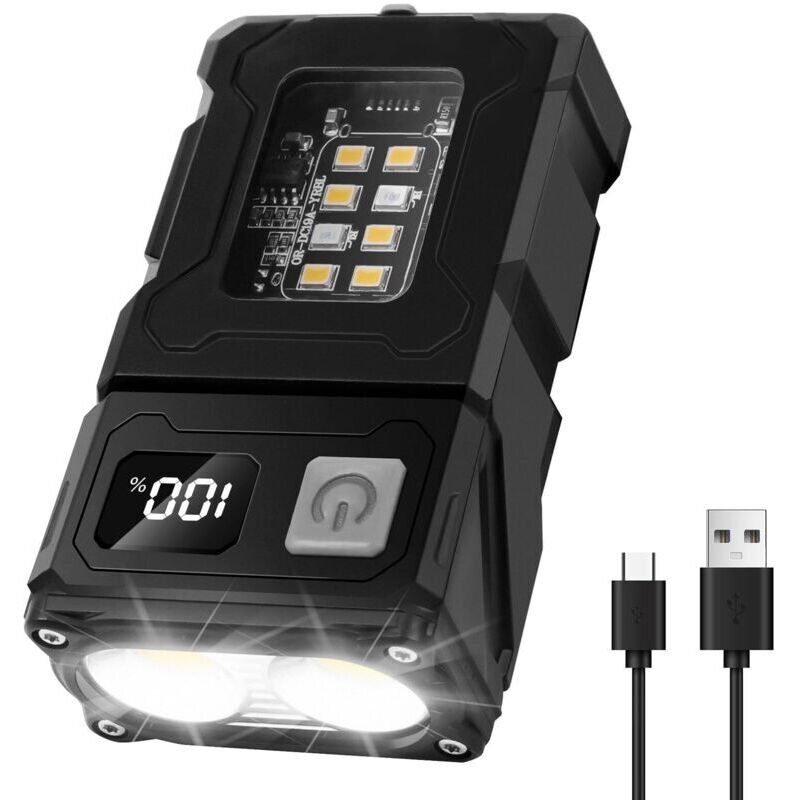 Vtizikl Lampe torche LED, lumière puissante, ultra-lumineuse, rechargeable, portable, longue autonomie, lampe de chapeau à pince, lampe de travail