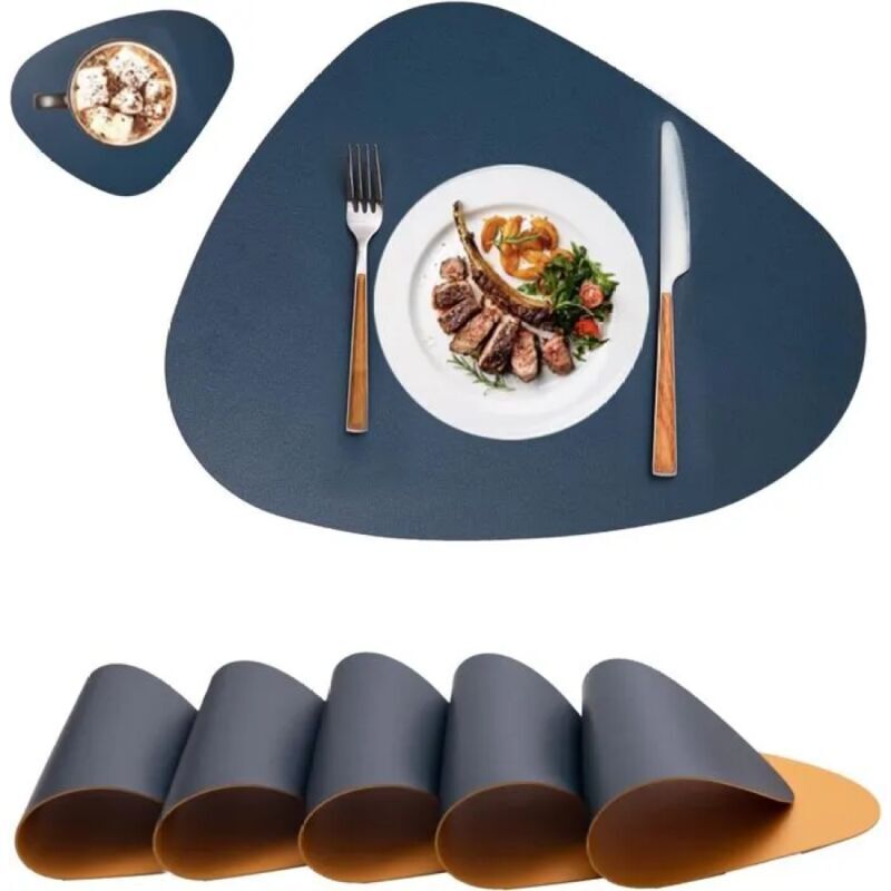 Vtizikl Lot de 6 sets de table et dessous de verre, Set de Table Antidérapant Double Face Set de TableLavable Imperméables Set Table et Dessous de