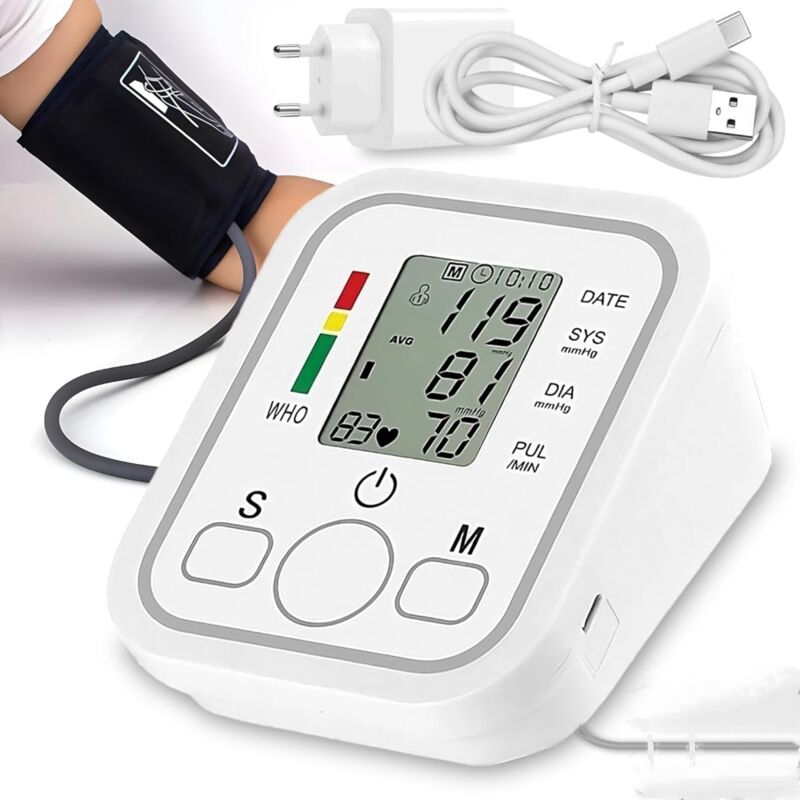 Vtizikl Digital Arm Blood Pressure Monitor with Spanish Voice On/Off Plug and USB Cable (without Battery) Blood Voltage and Heart Rate Monitor