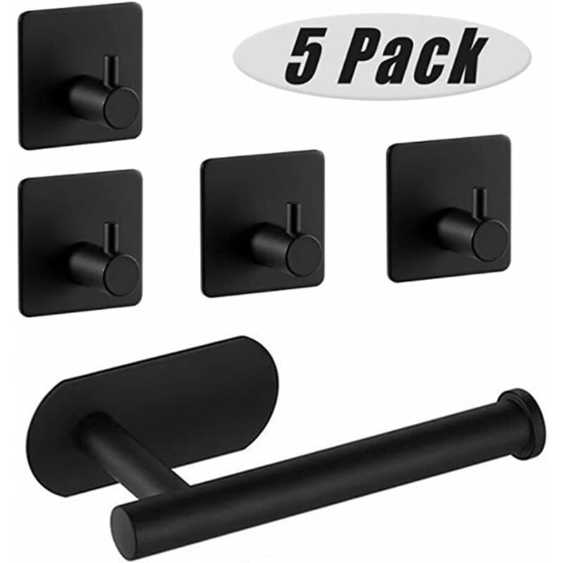 Vtizikl Porte Papier Toilette Auto-Adhesif, Devidoir Papier Toilette et 4 pièces Crochets Adhésifs, Acier INOX Porte Rouleau Support Papier Toilette