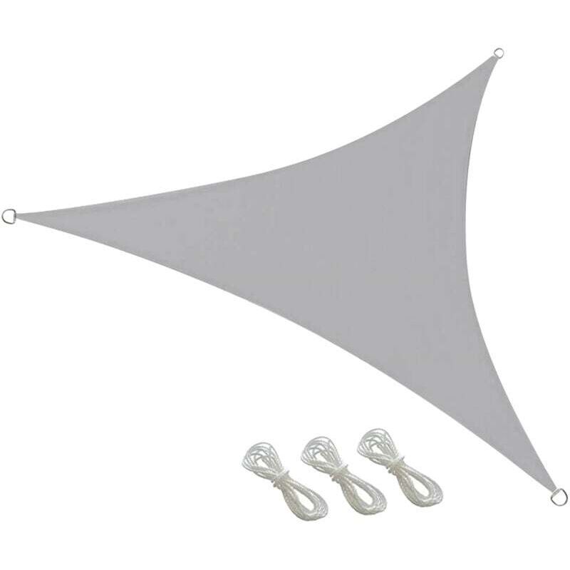 Vtizikl Voile d'ombrage imperméable 3 x 3 x 3 m gris –Triangulaire–Pour jardin, terrasse et balcon – Résistant aux UV et aux intempéries