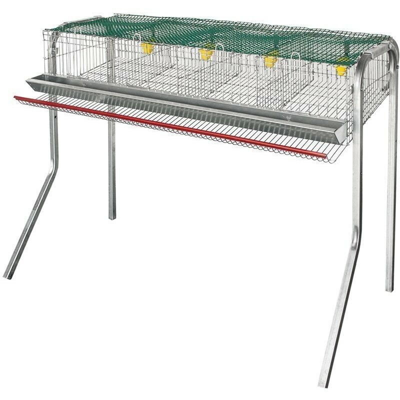 Verzinkter Vogelkäfig mit 4 Abteilen, mit Futtertrögen und Tränken, 105x35x60 cm