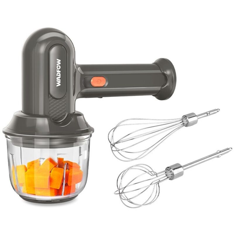 WADFOW 25 W kabelloser Handmixer, 3 Geschwindigkeiten, 1500 mAh Akku, 0,3 l Glasschüssel