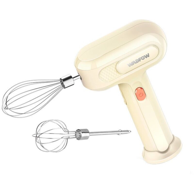 WADFOW 25 W kabelloser Handmixer, 3 Geschwindigkeiten, 2 Rührbesen, 1500 mAh Akku