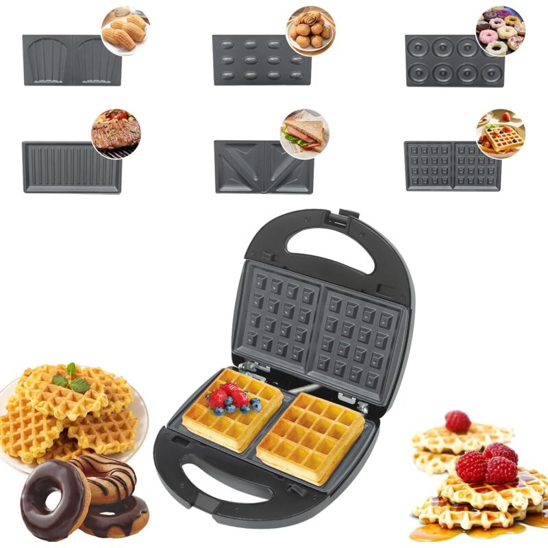 Waffeleisen Für Klassische Waffeln Kleiner Waffelmaker 750W Waffelautomat Paninigrill Waffeltoaster Waffle Maker Elektrogrill Antihaftbeschichtung