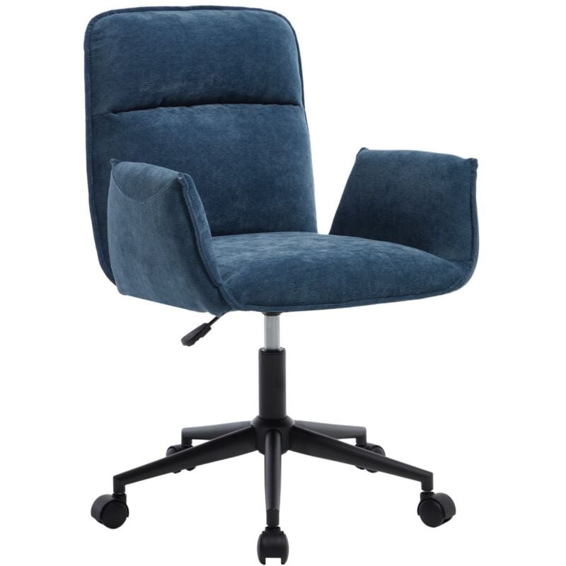 Wahson Bürostuhl aus Chenille, 360° Drehbar Bürostuhl mit Rollen, Höhenverstellbar Arbeitsstuhl für Wohnzimmer Homeoffice, Blau