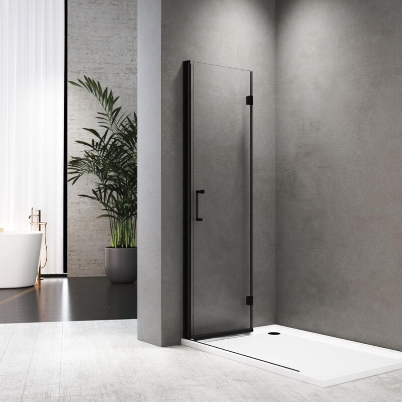 Walk in Dusche Duschwand 100x195 cm Falttür Dusche Duschtrennwand 6mm ESG-Sicherheitsglas Nano Beschichtung,Schwarz