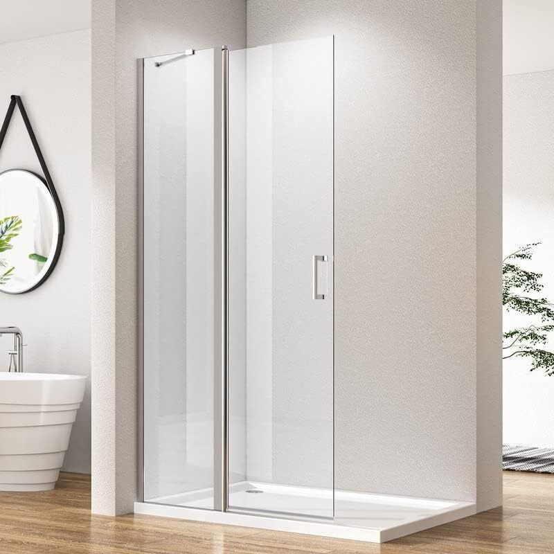 Walk in Dusche Duschwand 90x185cm Walk in Duschwand Pendeltüren Dusche Duschtrennwand 6mm ESG-Sicherheitsglas mit Nano Beschichtung