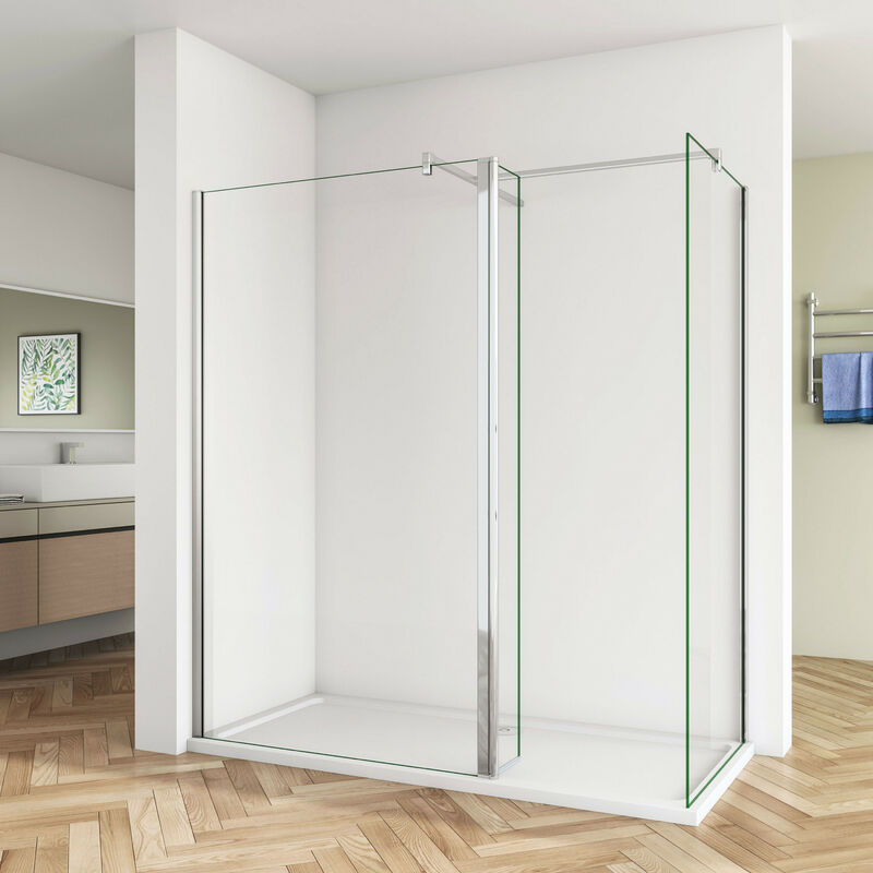 B:30 x T:120 x H:200cm Walk in Duschwand 8mm NANO ESG Glas Duschkabine +2 x Stabilisierungs Stange+Flipper Panel 30x200cm