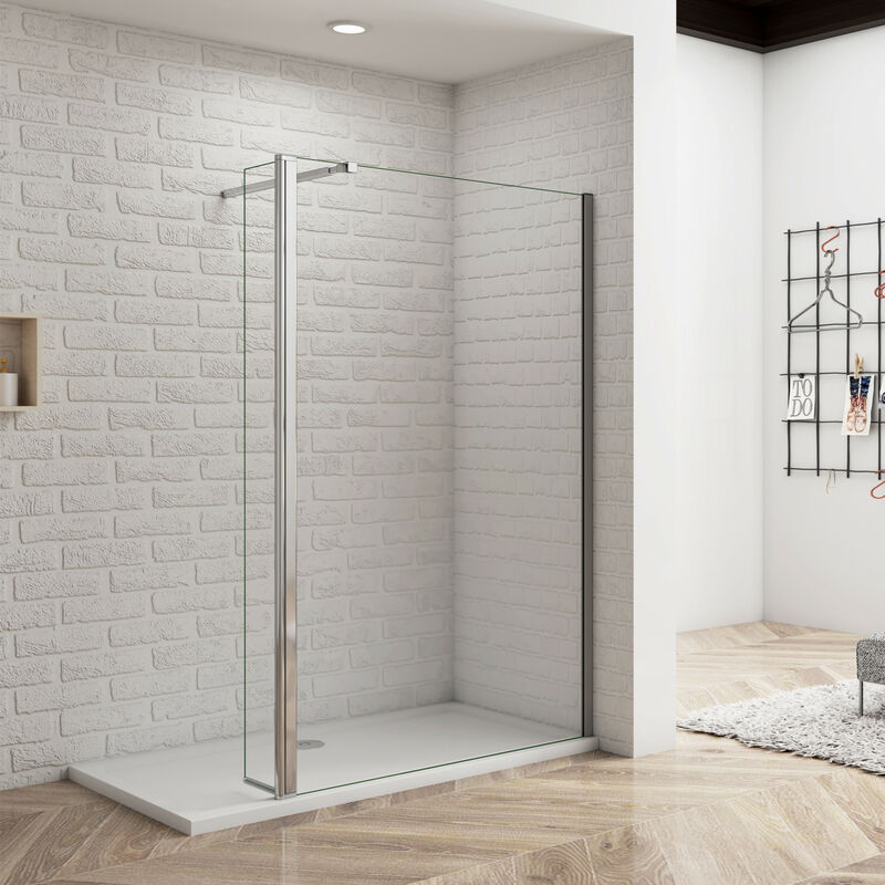 30x200cm Walk in Duschwand+30x200cm Flipper Panel + 73-120cm Stabilisator 8mm NANO ESG Glas Duschwand