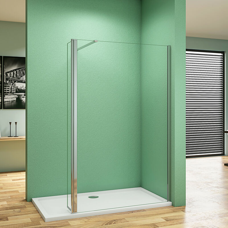 Duschparadies-de - 50x200cm Walk in Duschwand+40x200cm Flipper Panel + n Form:140cm Stabilisator 8mm nano esg Glas Duschwand