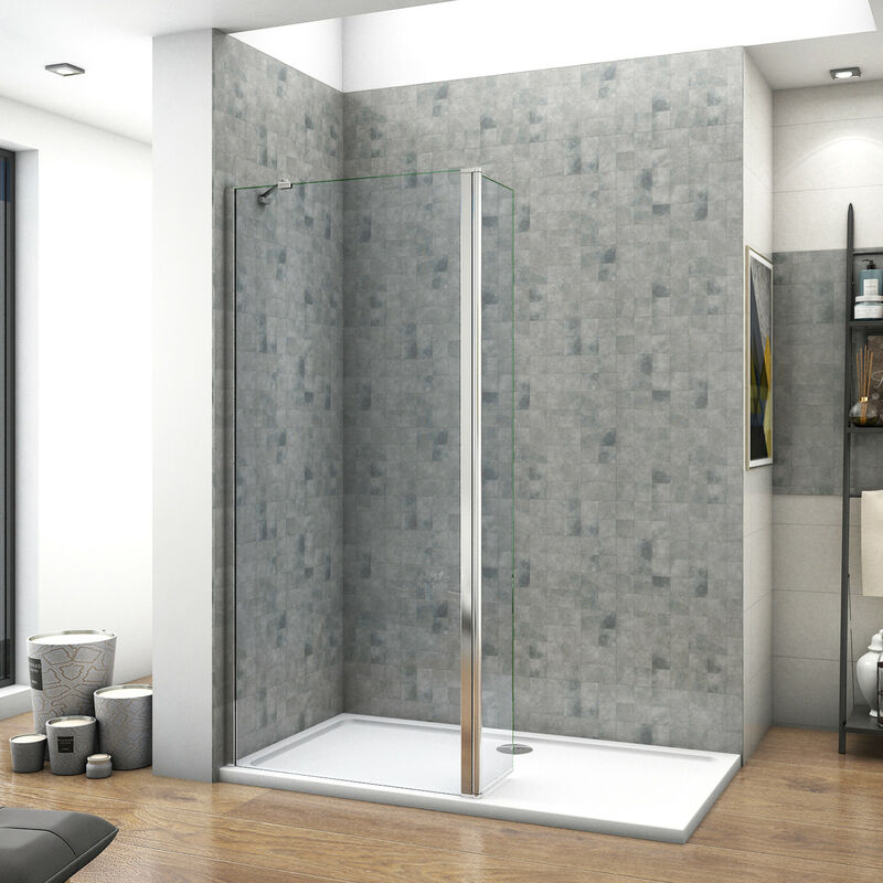 40x200cm Walk in Duschwand+40x200cm Flipper Panel + 45cm Stabilisator 8mm NANO ESG Glas Duschwand