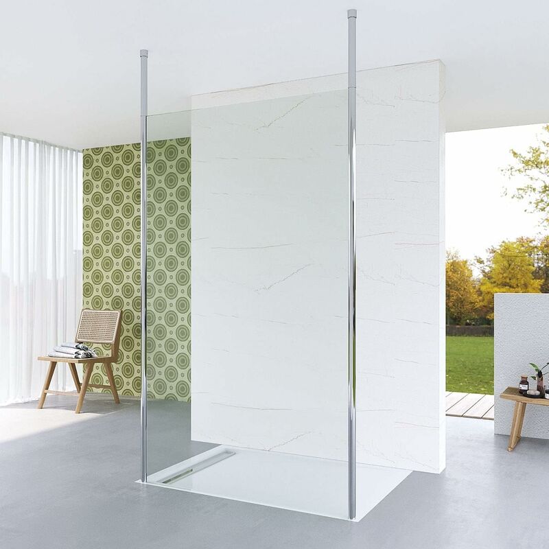Walk in Duschwand Glas freistehend begehbare Dusche ebenerdige Duschabtrennung offene Dusche Glastrennwand Duschtrennwand für Duschwanne Klarglas 8