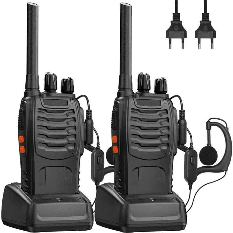 Walkie Talkie 16 Kanäle Wiederaufladbares Walkie Talkie 1500mAh, Professionelle PMR-Funkgeräte Reichweite 3-5 km, für Baustellen, Wandern, Sicherheit