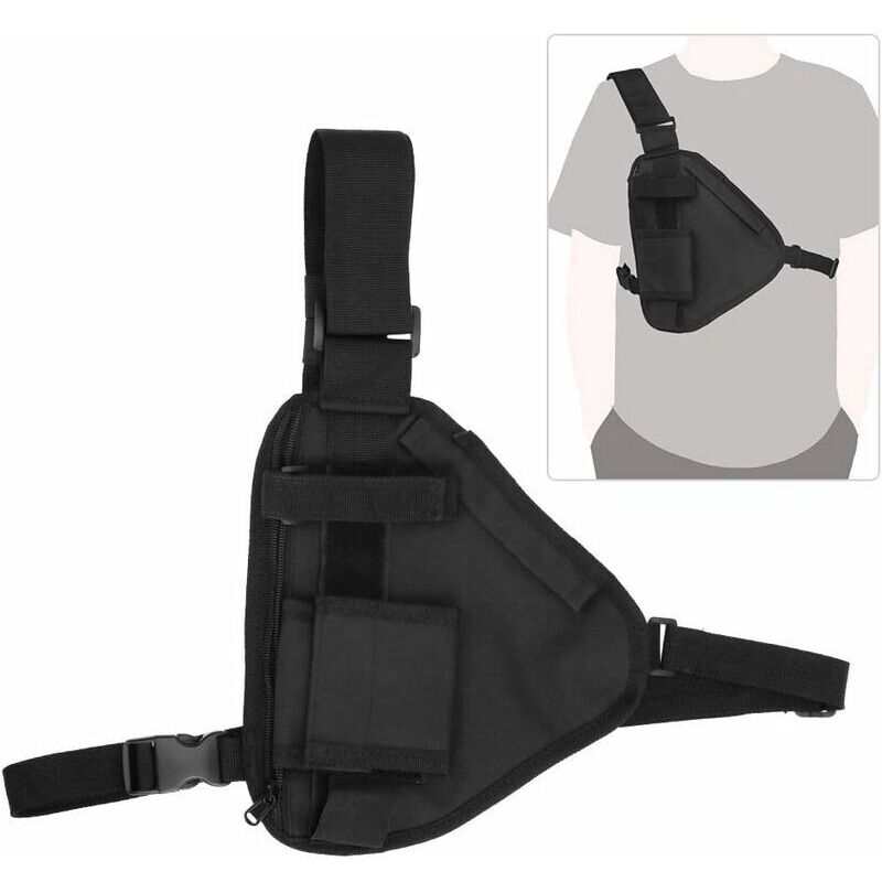 Memkey - Walkie-Talkie-Tasche, 10,2 x 6,69 Zoll, tragbare Zwei-Wege-Radio-Tasche, Walkie-Talkie-Weste, Brusttasche, schwarze Tasche mit verstellbarem
