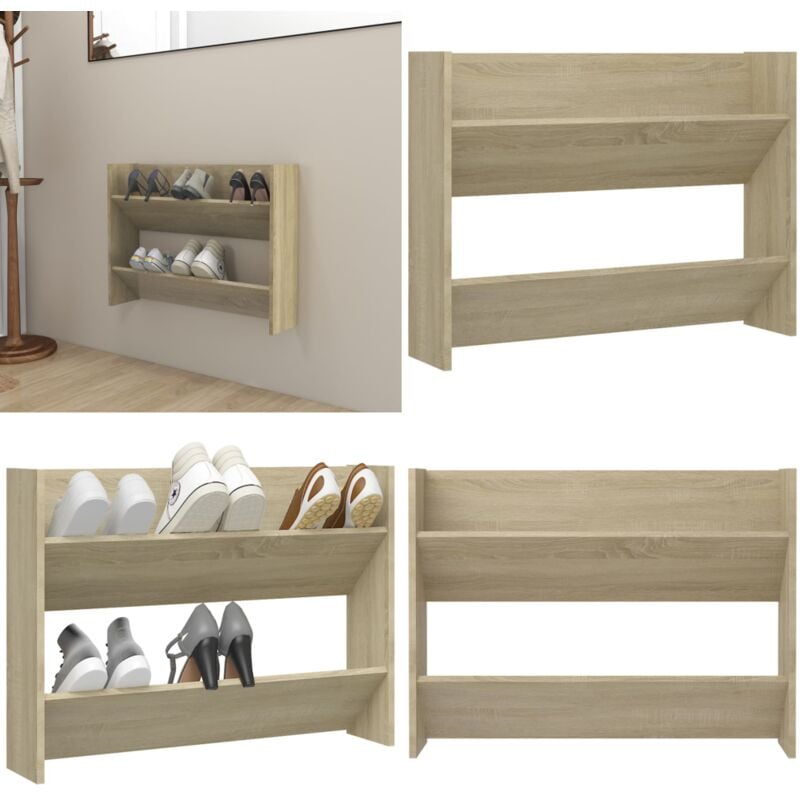 Wand-Schuhschrank Sonoma-Eiche 80x18x60 cm Holzwerkstoff - Wand-Schuhschrank - Schuhschrank - Schuhorganisation - Holzwerkstoff - Sonoma-Eiche - Home