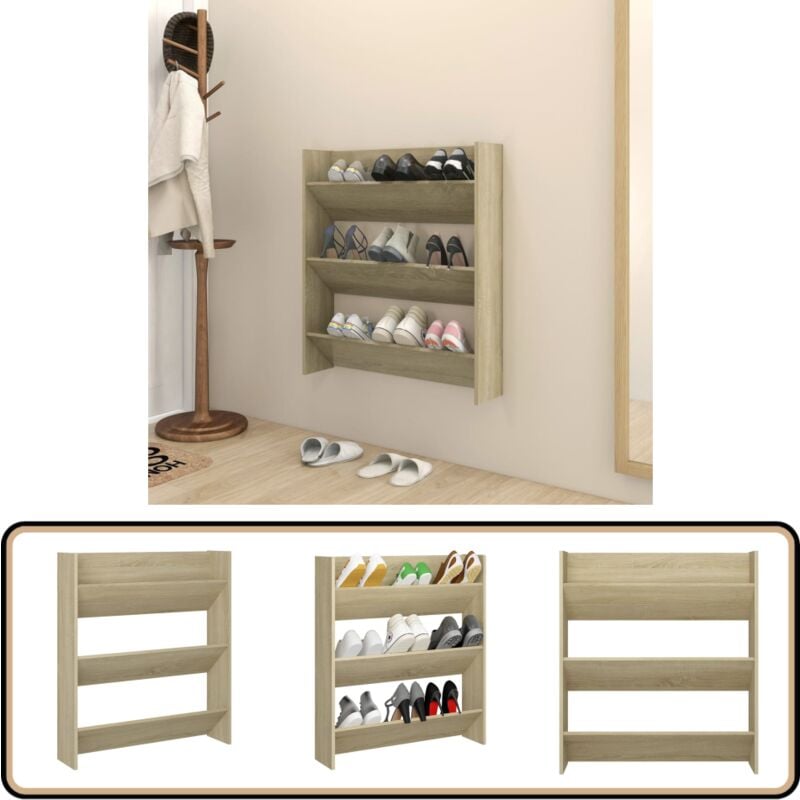 Vidaxl - Wand-Schuhschrank Sonoma-Eiche 80x18x90 cm Holzwerkstoff - Wand-Schuhschrank - Schuhschrank - Schuhorganisation - Holzwerkstoff Möbel