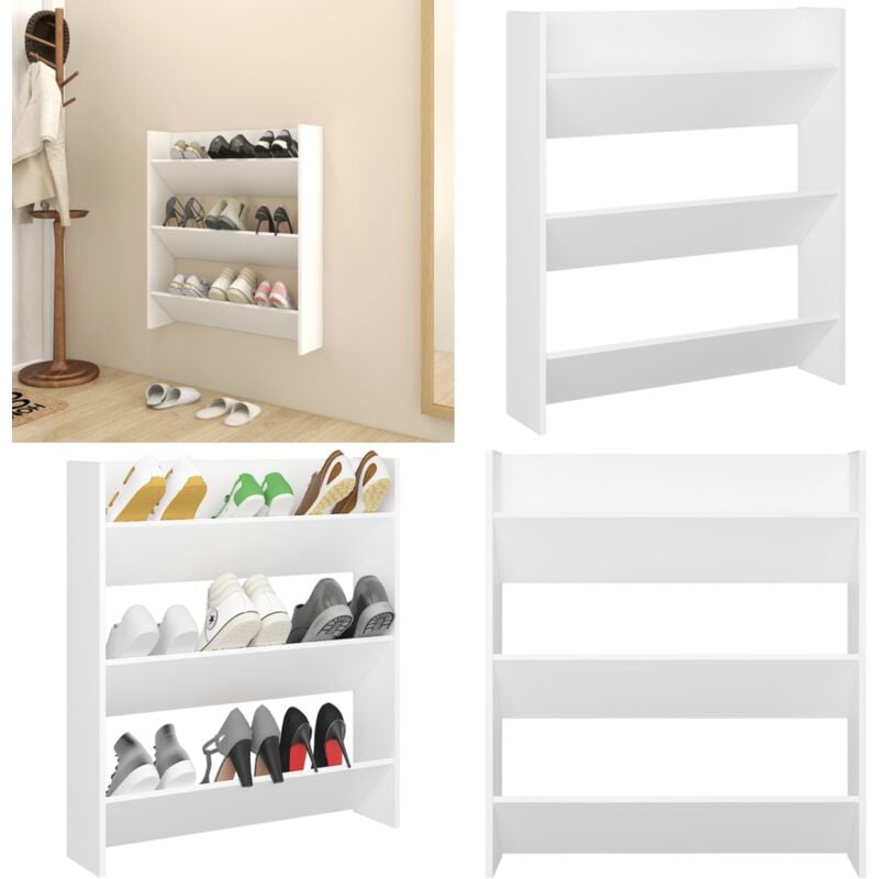Wand-Schuhschrank Weiß 80x18x90 cm Holzwerkstoff - Wand-Schuhschrank - Schuhschrank - Schuhorganisation - Holzwerkstoff Möbel - Garderobe - Home &