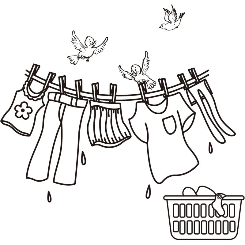 Wandaufkleber für die Waschküche, Wandtattoo für Wäschekörbe, Vinyl-Wandaufkleber für die Waschküche, Vogelmuster