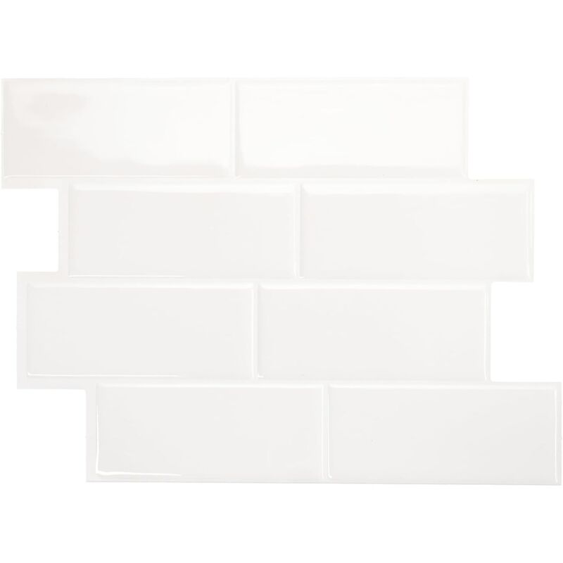 Wandaufkleber in Keramikfliesenoptik, weiß, 29,4 x 21,4 cm, 1 Bogen, selbstklebender Wandaufkleber aus kristallinem PU-Epoxidharz.
