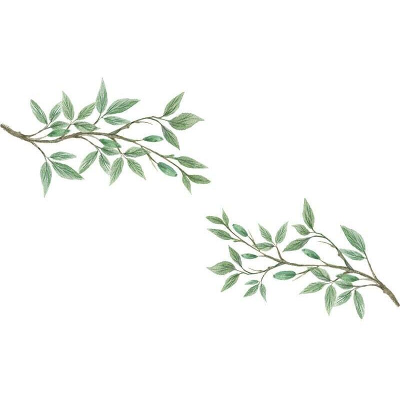 Wandaufkleber mit grünen Baumblättern, Pflanzen-Vinyl-Wandtattoos, Kunstdekor, Fensteraufkleber für Kinderzimmer, Babyzimmer, Wohnzimmer