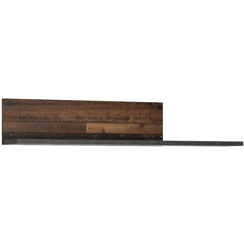 Wandboard im modernen Industrial Design NELSON-129 in grau mit Holz Nb., dekoratives Jugendzimmer Wandregal, B/H/T ca. 120/22,2/22 cm