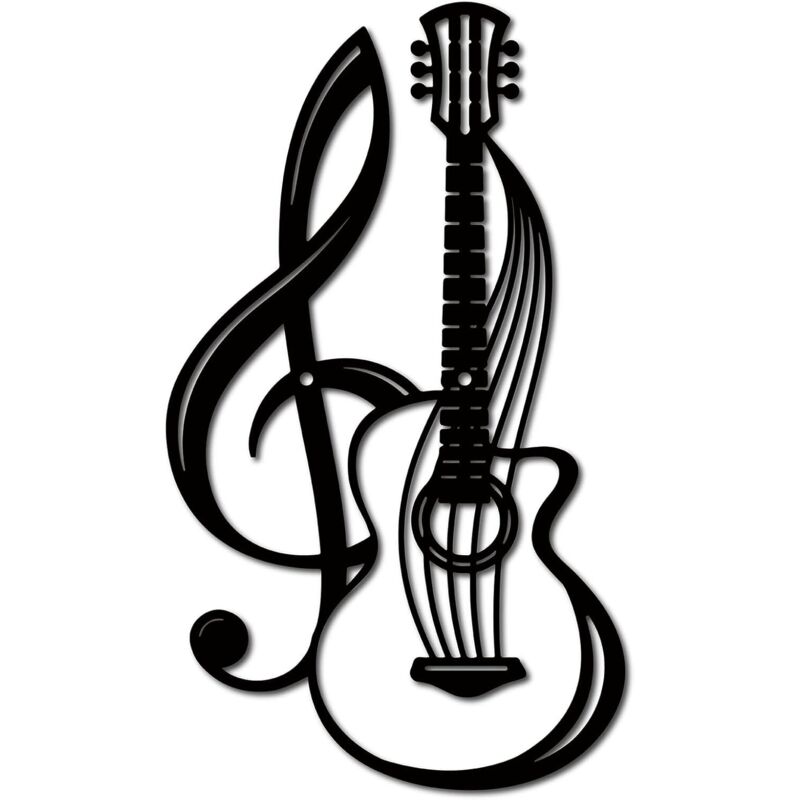 Wanddekoration aus Metall, Musikinstrumente, schwarze Wandschilder, Gitarre, Eisen, hängendes Ornament, Metallskulptur für Balkon, Garten, Zuhause,