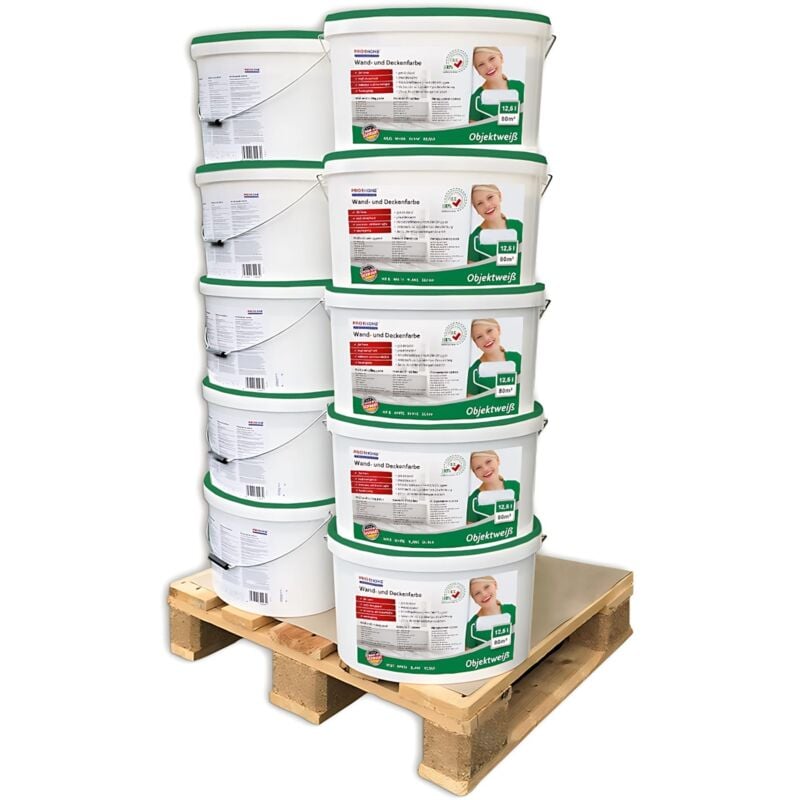 E-delux - Wandfarbe profhome 300-31-10 Objektweiß Innenfarbe Farbe hochergiebig gut deckend matt weiß 125 l Eimer für max. 800 qm