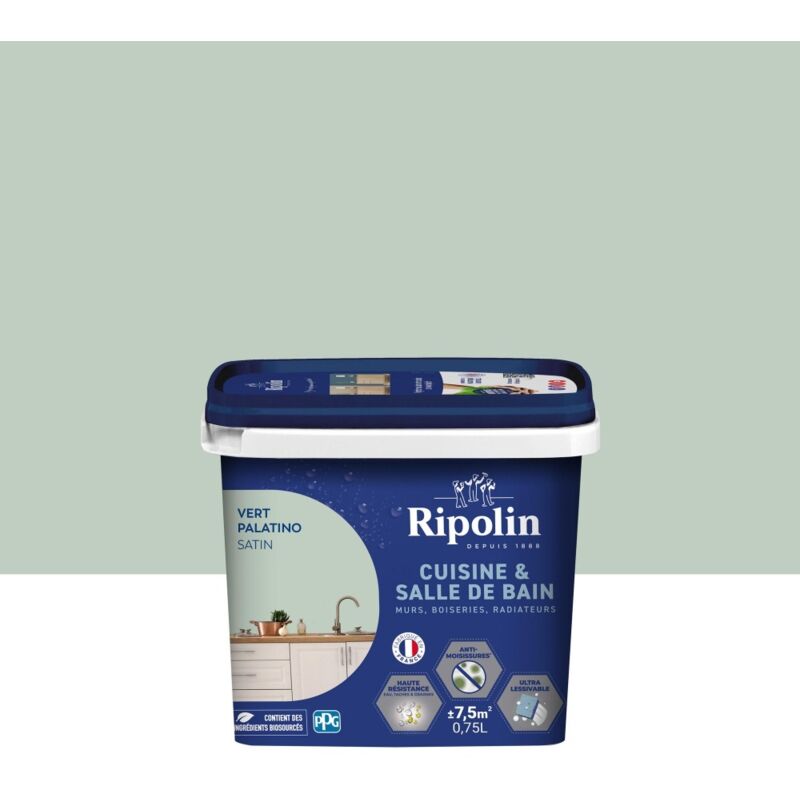 Wandfarbe, RIPOLIN Küche und Bad, 0,75 Liter, Palatino Satingrün RIPOLIN