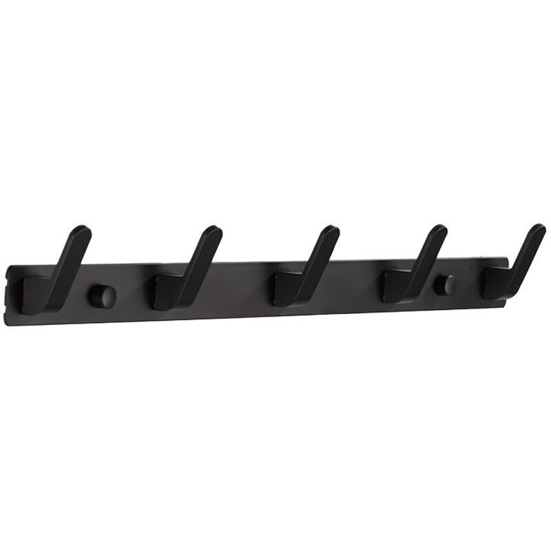 Wandgarderobe, Haken aus mattschwarzem Aluminium, moderne 5-Haken-Garderobe für Eingangsbereich, Badezimmer, Küche, Garderobe usw.