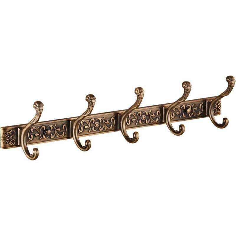 Wandgarderobenhaken im Vintage-Bronze-Look mit Schrauben, Vintage-Aluminiumhaken, gealterte Vintage-Garderobenhaken mit 5 Haken