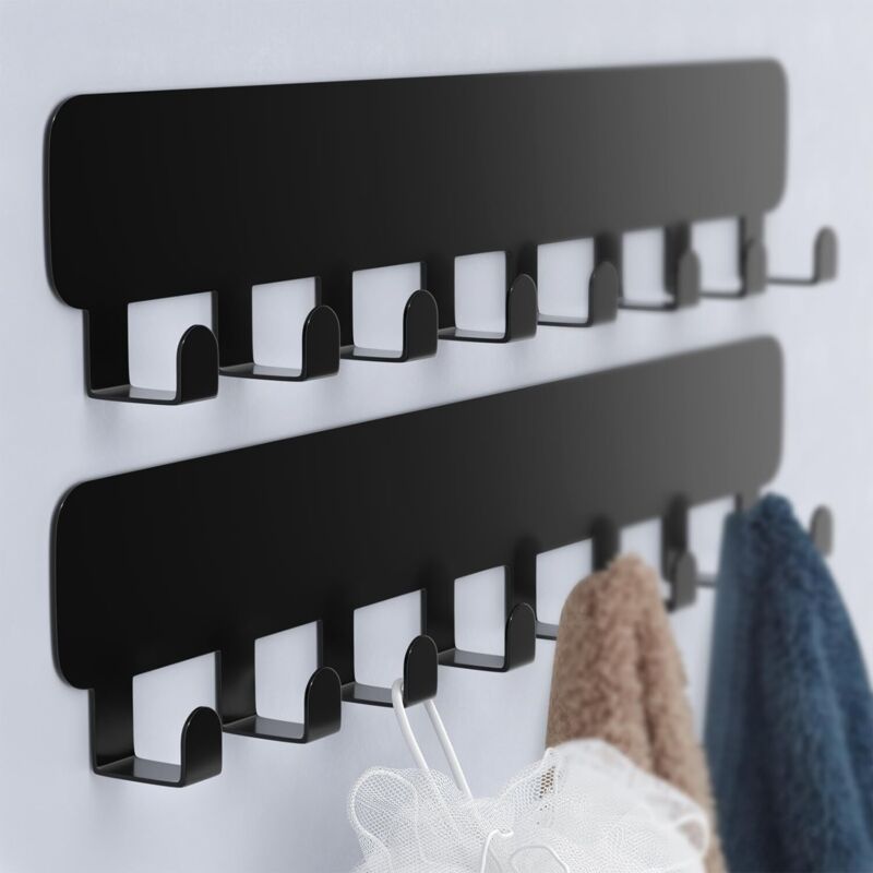 Wandhaken zum Kleben mit 8 Haken, Handtuchhaken Bad, Handtuchhaken Küche, Wandhaken zum Kleben Bad Wandgarderobe ohne Bohren Klebetafelhalter