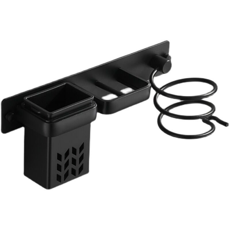 Wandhalterung für Föhn, Haarbürste und Glätteisen, für Badezimmer und Hotelzimmer Schwarz