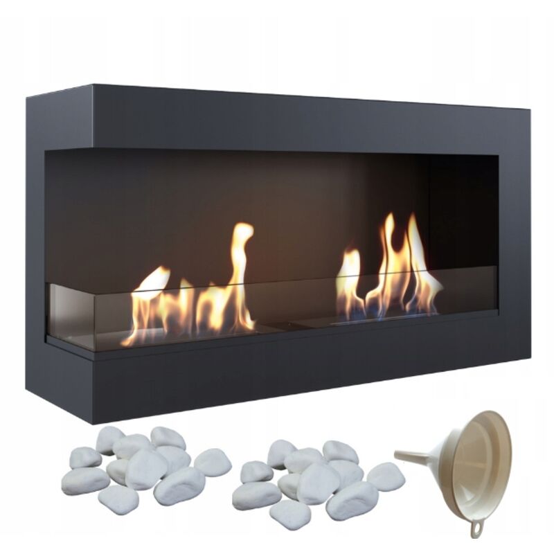 Wandkamin Bioethanol DELTA 900 TÜV links Deko Steine Set