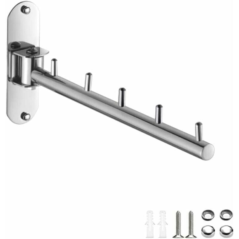Wandkleiderständer, 1 Stück, klappbarer Wandkleiderbügel, Kleiderbügel aus Edelstahl mit Schwenkarm, Wand-Wäscheständer, hängender Kleiderbügel
