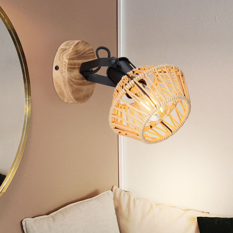 Wandleuchte Flurleuchte Schlafzimmerlampe Metall Hanf Naturfarben 1-Flammig