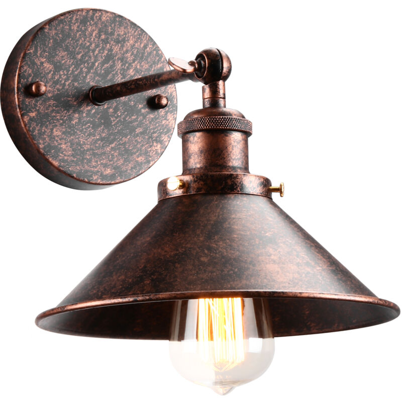 Wandleuchte Vintage 180° Verstellbare Wandlampe Innen Industrielle E27 aus Eisen Käfig Lampenschirm Deckenleuchte für Flur Wohnzimmer (Messing)