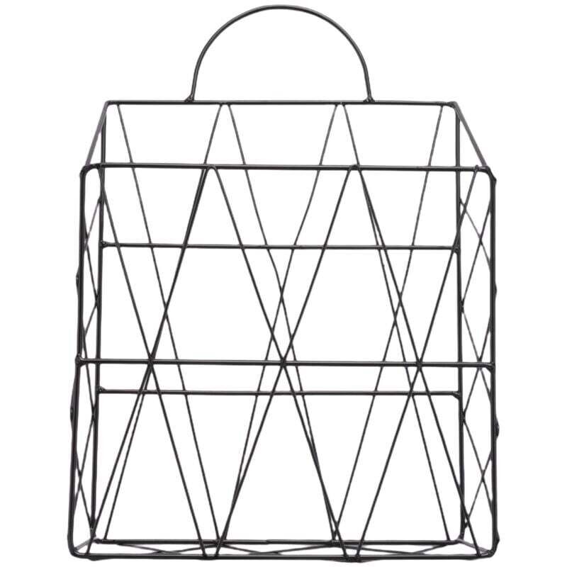 Wandmontierter Hängeständer für Zeitschriften, Notizbücher, Dokumente, Bücher, Akten, Metallkorb, Aufbewahrungsbehälter, Regalständer – Schwarz
