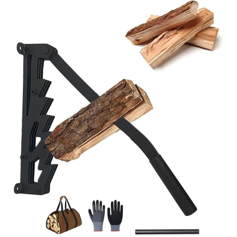 Wandmontierter Holzspalter - Manueller Holzspalter aus Kohlenstoffstahl - Holzspalter für den Außenbereich (mit verlängertem Griff)