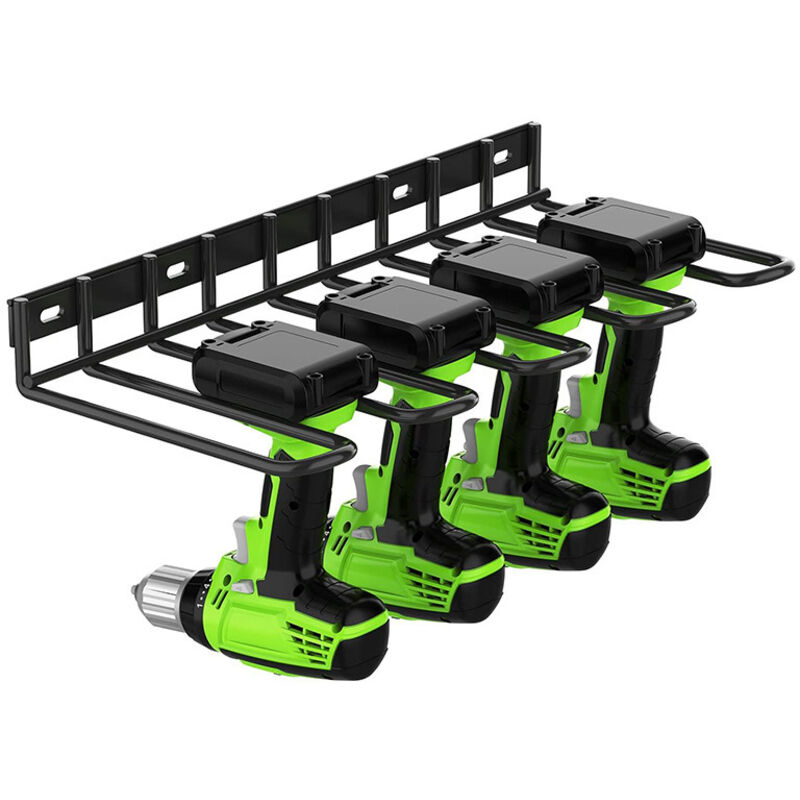 Wandmontierter Organizer für Elektrowerkzeuge, 4 Fächer, Werkzeughalter für Garage, Geräteschuppen