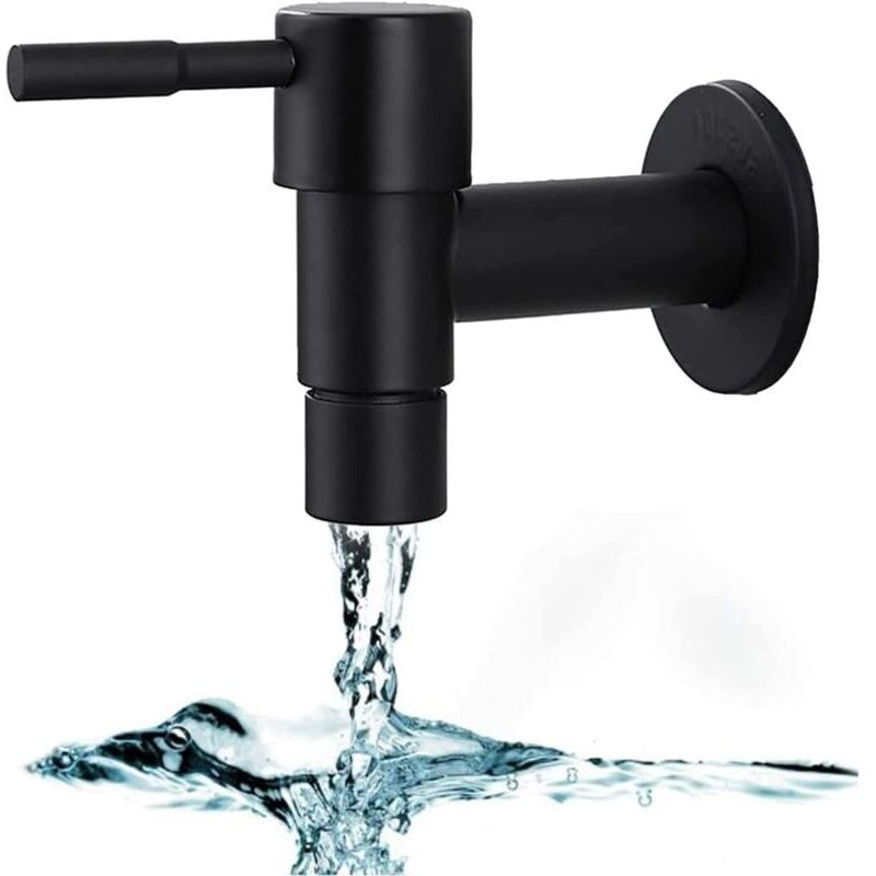 Wandmontierter Wischmopp-Wasserhahn, Edelstahl-Waschbecken-Wasserhahn, Pool-Wischmopp-Wasserhahn, Waschbecken-Wasserhahn, Außenwasserhahn, schwarzer