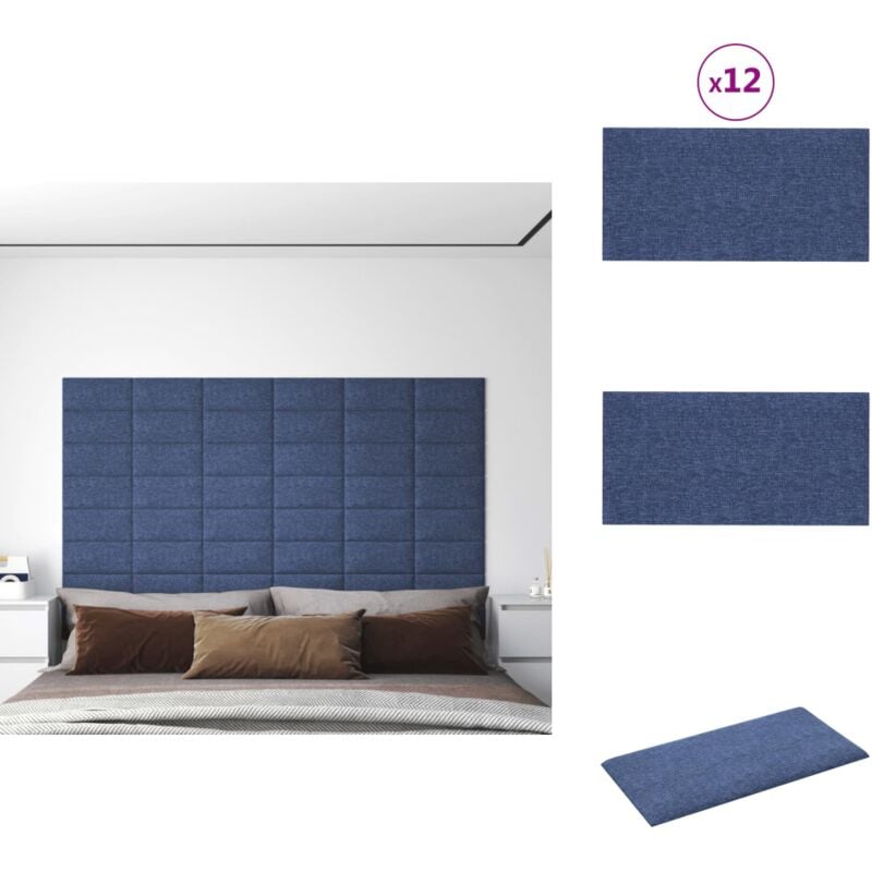 Vidaxl - Wandpaneele 12 Stk. Blau 30x15 cm Stoff 0,54 m² - Wanddeko - Wandpaneele - Dekorative Wände - Wohnzimmer Deko - Schlafzimmer Deko
