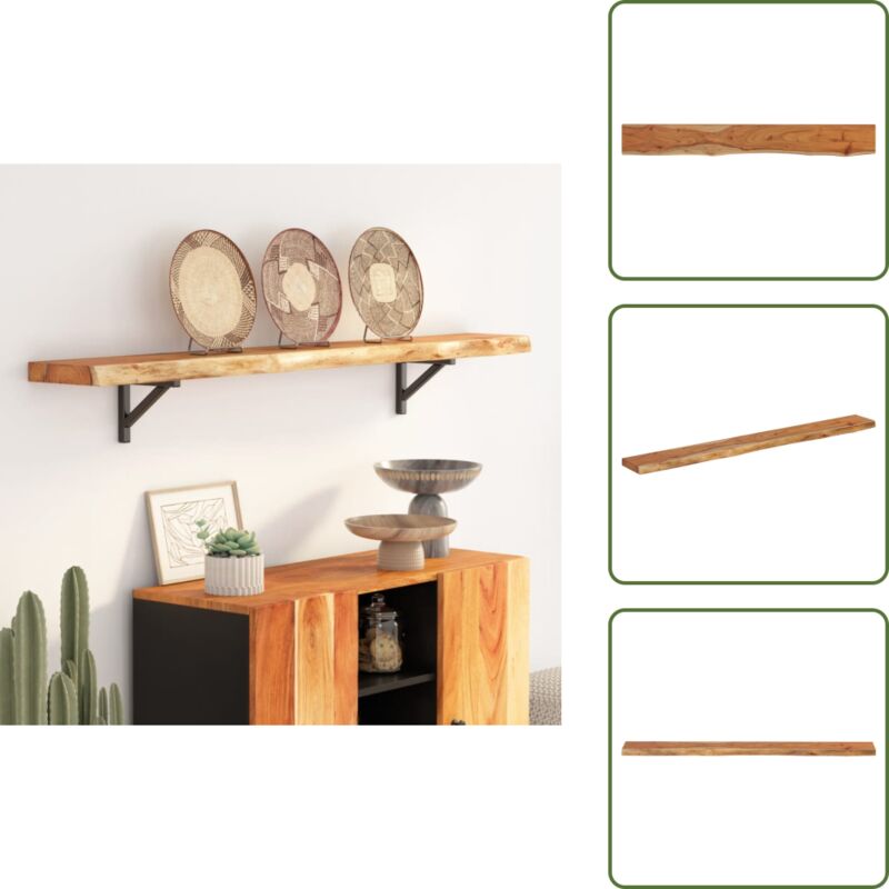 Wandregal 180x20x2,5 cm Rechteckig Massivholz Akazie Baumkante - Wandregal - Wandregale - Holzregal - Schwebendes Regal