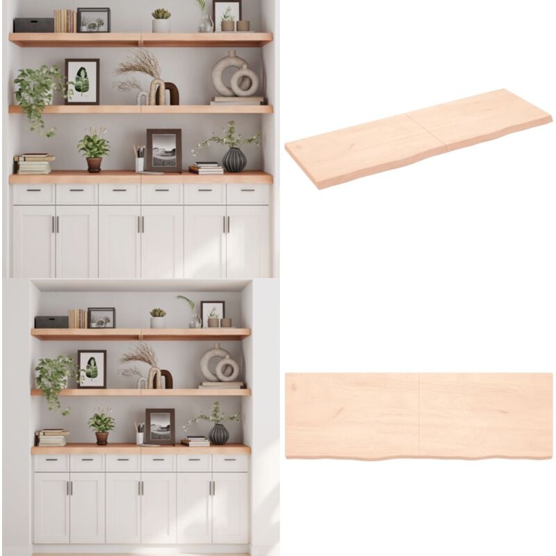 Wandregal 180x60x(2-6) cm Massivholz Eiche Unbehandelt - Eichendielen - Wandregal - Holzmöbel - Rustikal - Wohnraum Dekoration - Home & Living