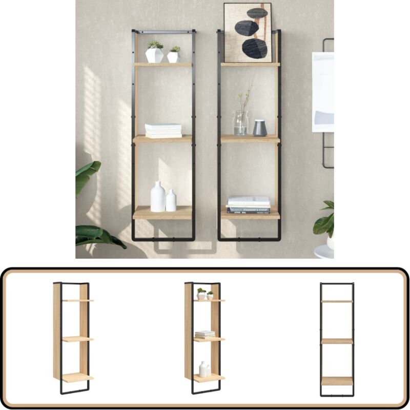 Wandregal 3 Fächer Sonoma-Eiche 30x25x100 cm Holzwerkstoff - Wandregal - Regal - Wohnraumgestaltung - Möbel - Eichefarben